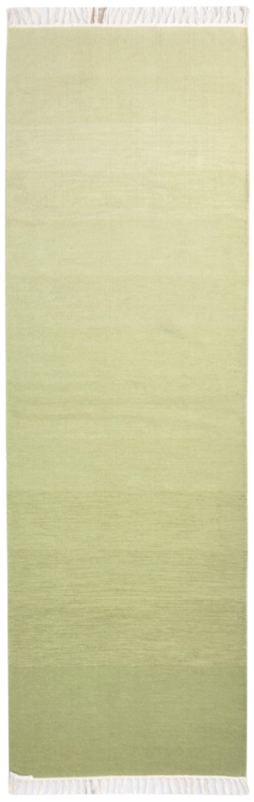 Wool Green Rug 3' X 8' Modern Dhurrie Scandinavian Solid Small Runner 