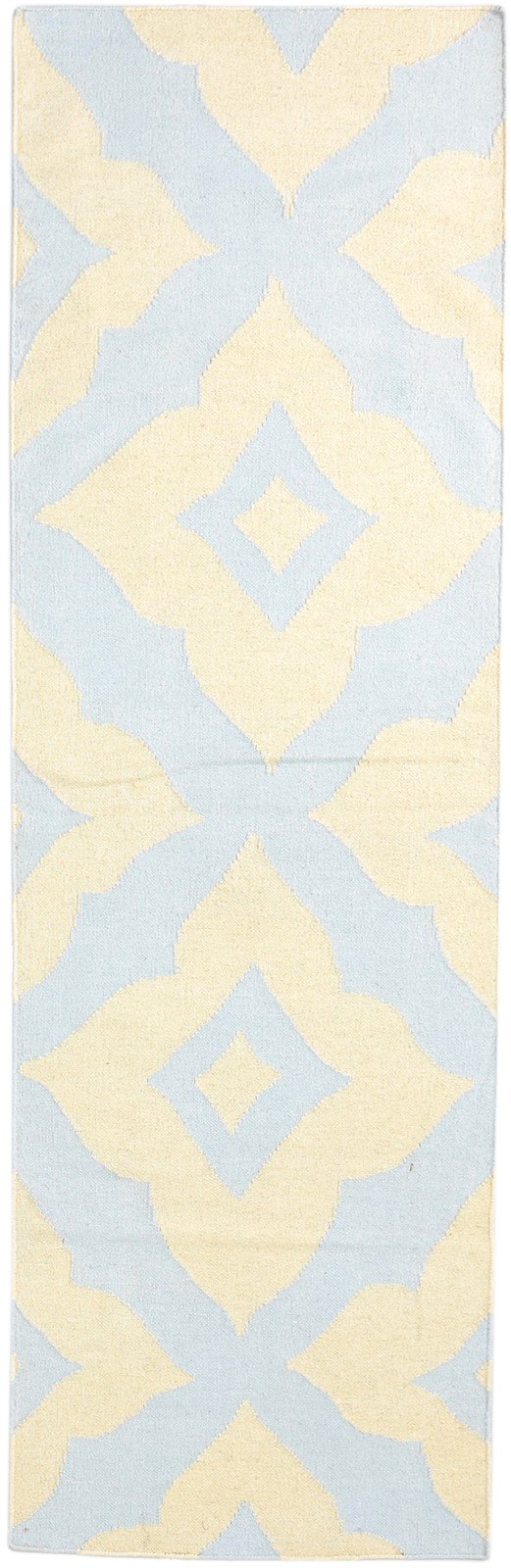 2'6 X 8' Rug Wool Blue Modern Dhurrie American Abstract Small Runner 