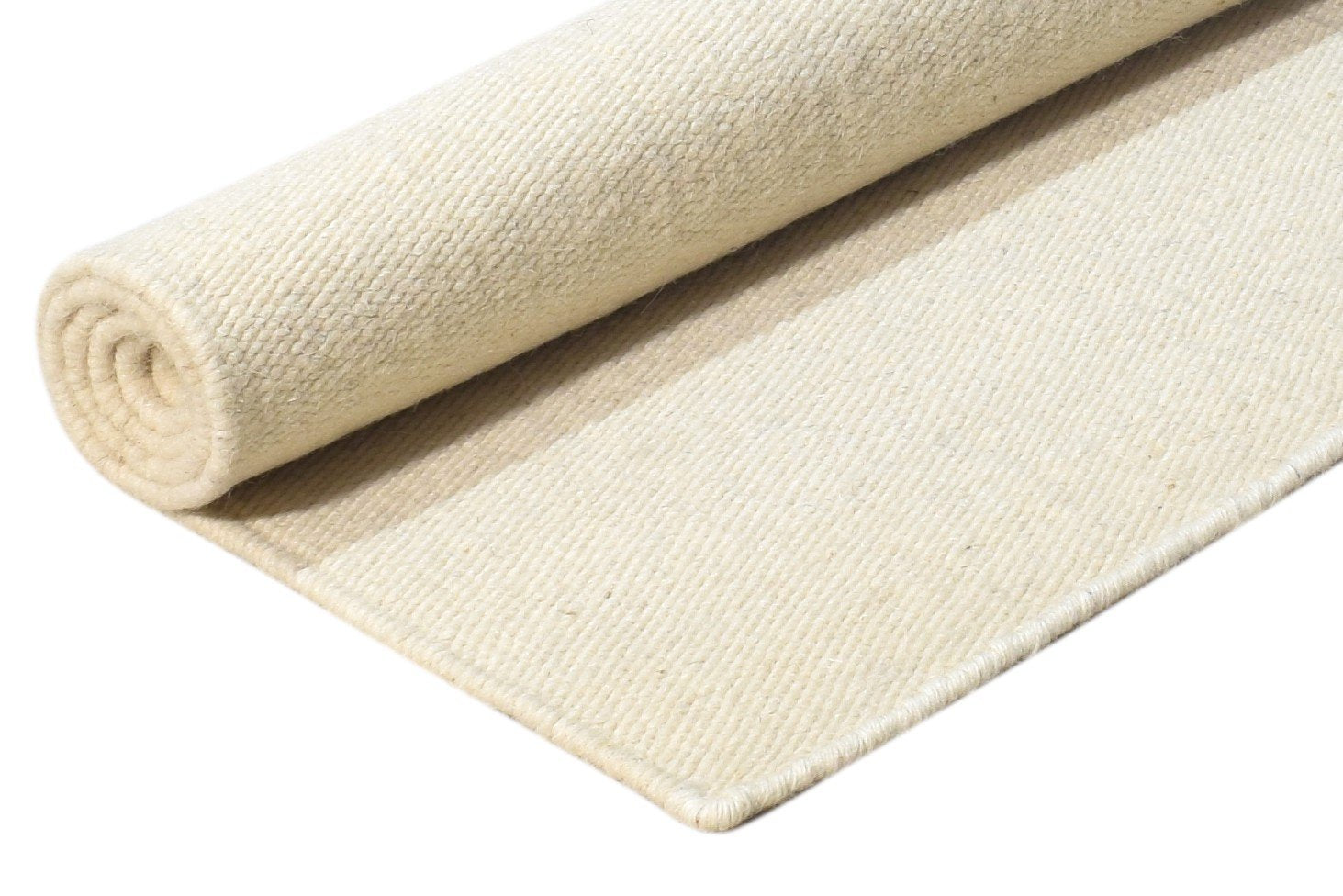 Cream Wool Rug 2' X 4' Modern Dhurrie Scandinavian Solid Small Carpet 