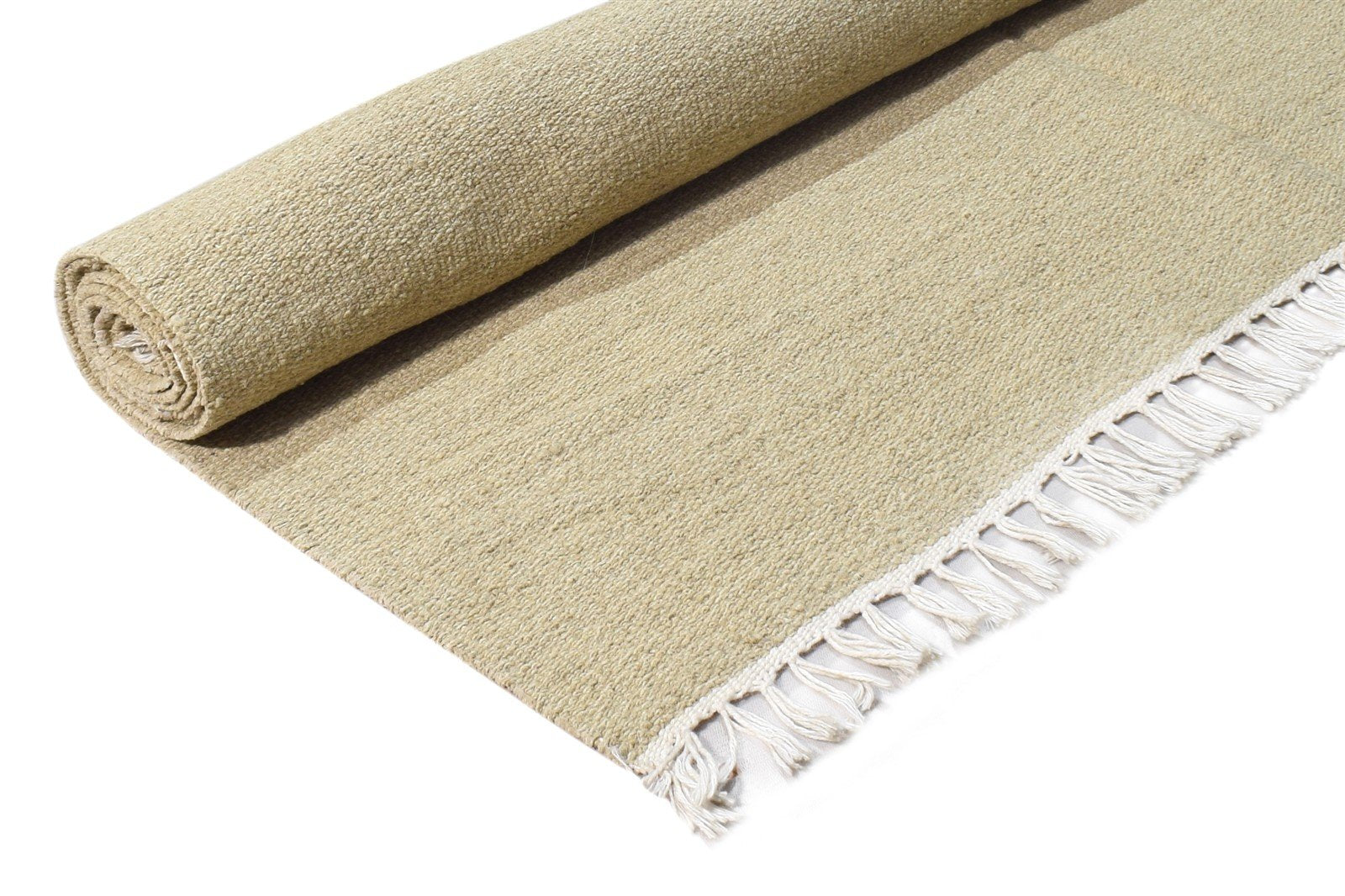 3' X 6' Rug Wool Beige Modern Dhurrie Scandinavian Solid Room Size Carpet 