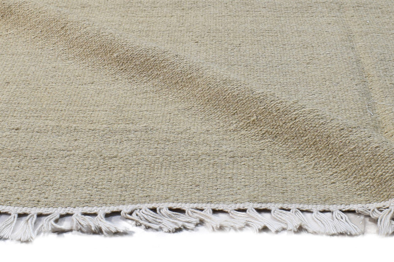 3' X 6' Rug Wool Beige Modern Dhurrie Scandinavian Solid Room Size Carpet 