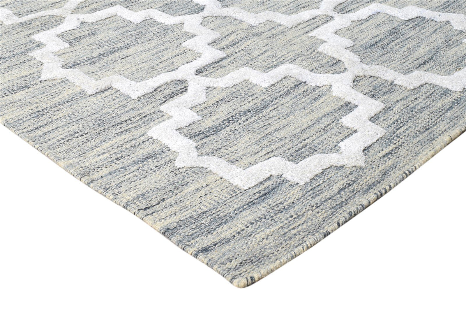 Dhurrie Grey Wool Rug 3' X 5' Modern Moroccan Abstract Small Carpet 