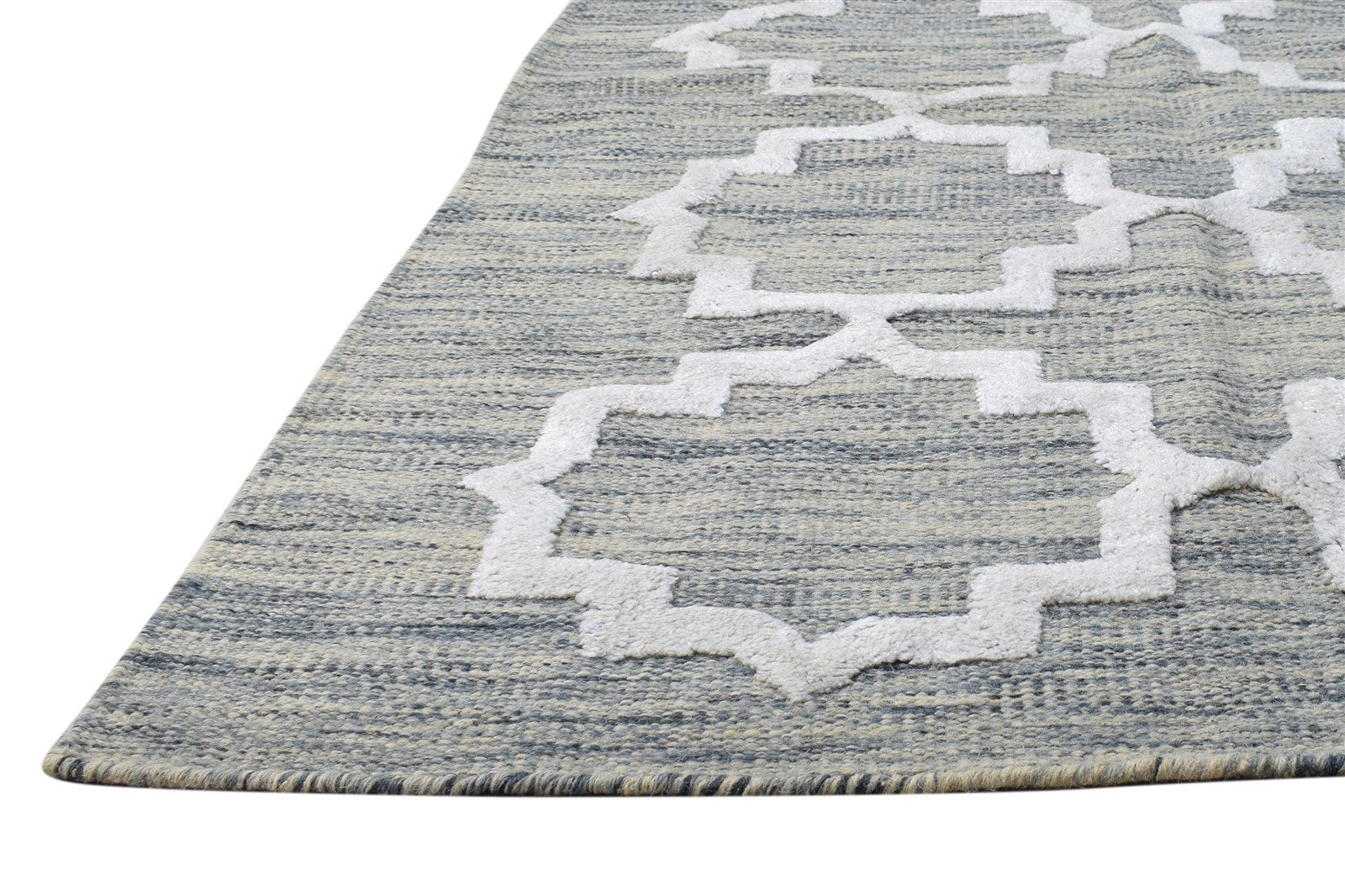 Dhurrie Grey Wool Rug 3' X 5' Modern Moroccan Abstract Small Carpet 