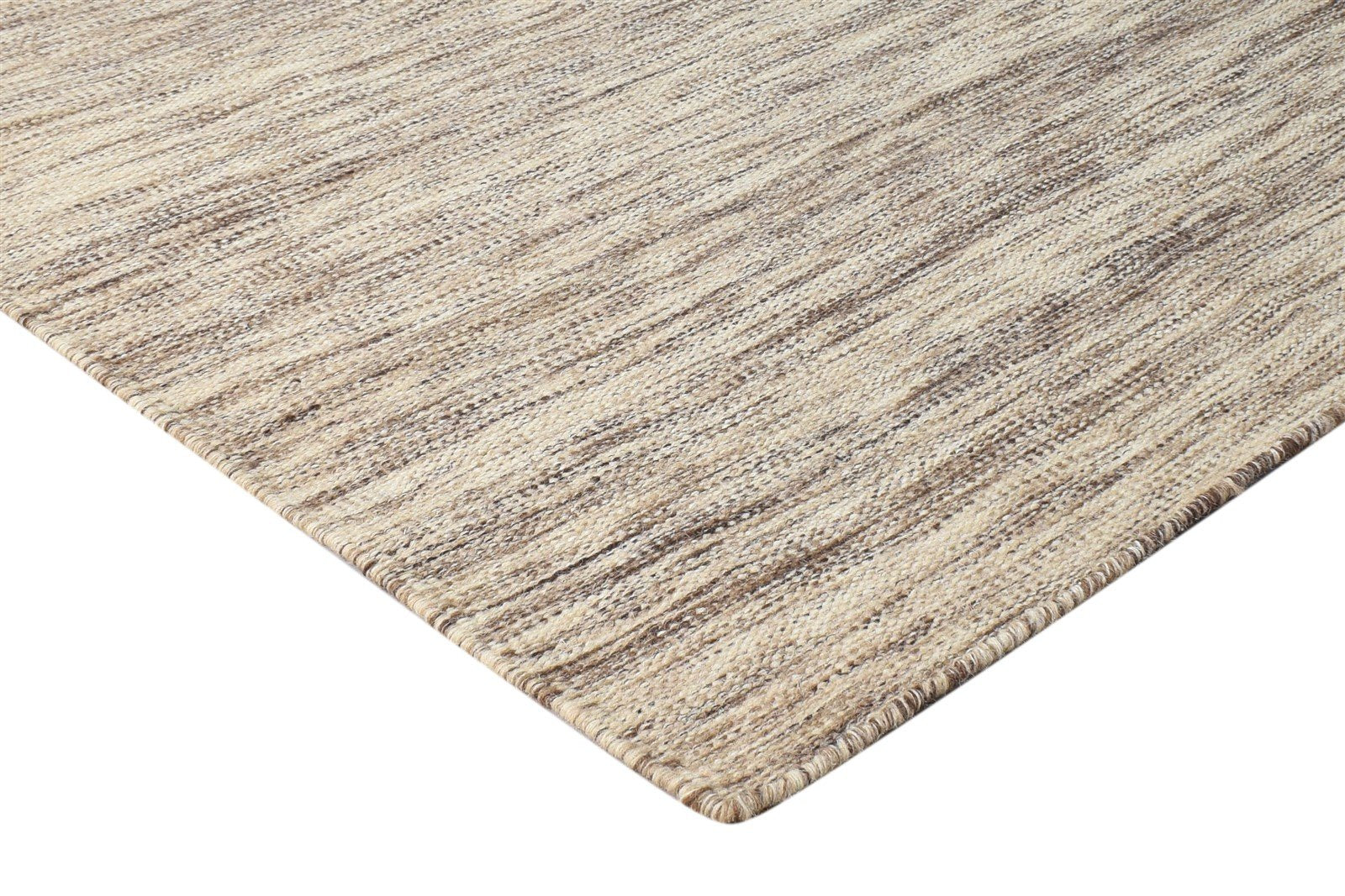 Wool Beige Rug 3' X 5' Modern Dhurrie Scandinavian Solid Small Carpet 