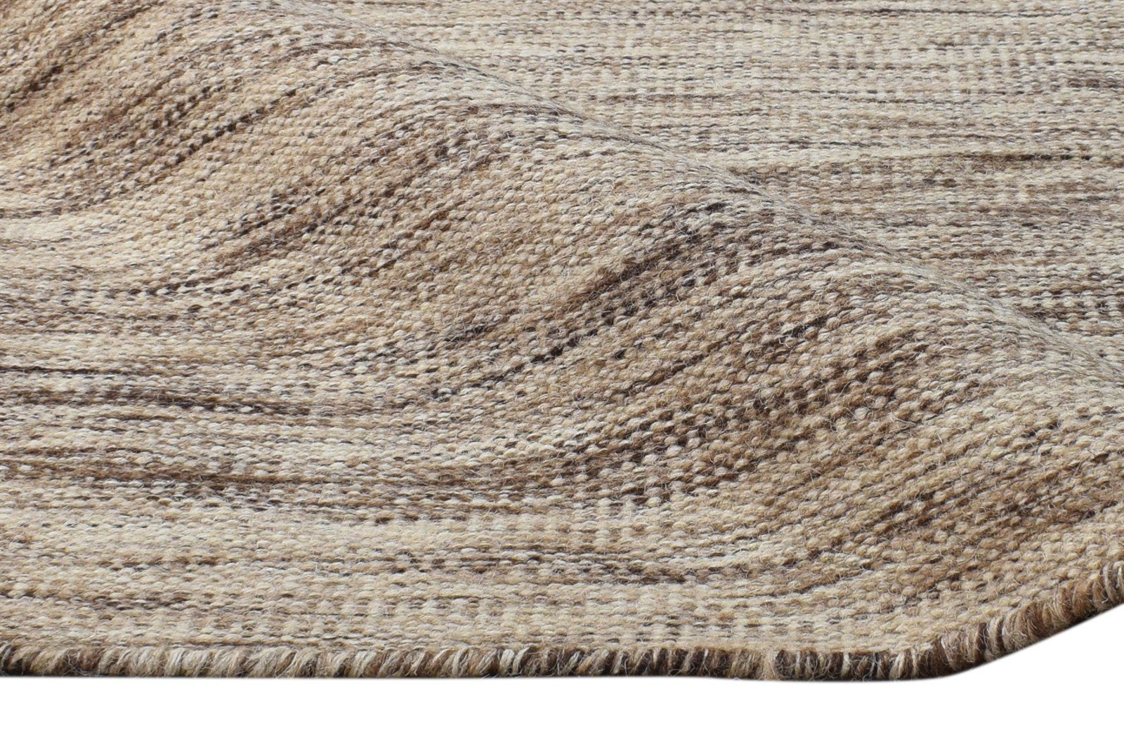 Wool Beige Rug 3' X 5' Modern Dhurrie Scandinavian Solid Small Carpet 