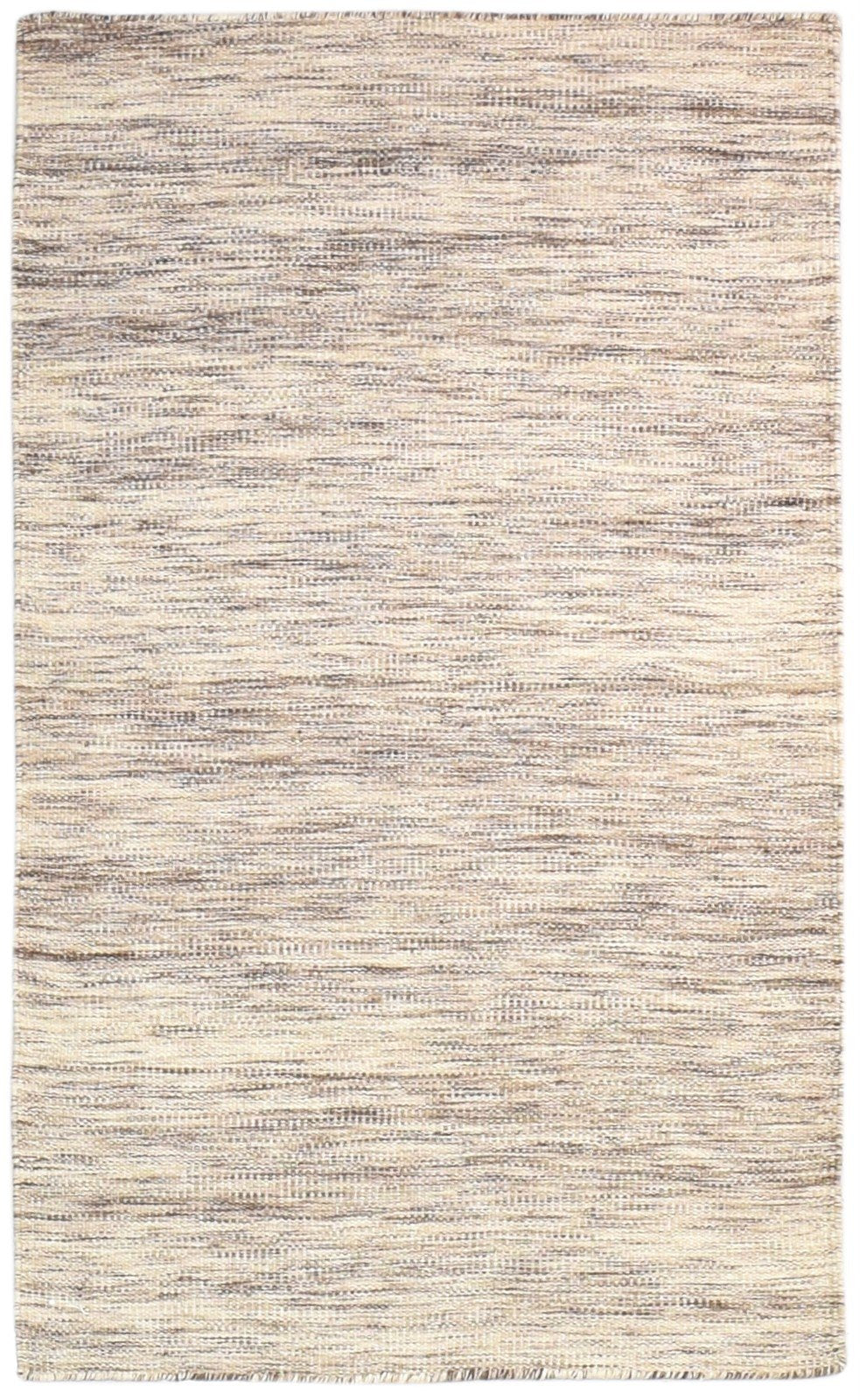 Wool Beige Rug 3' X 5' Modern Dhurrie Scandinavian Solid Small Carpet 