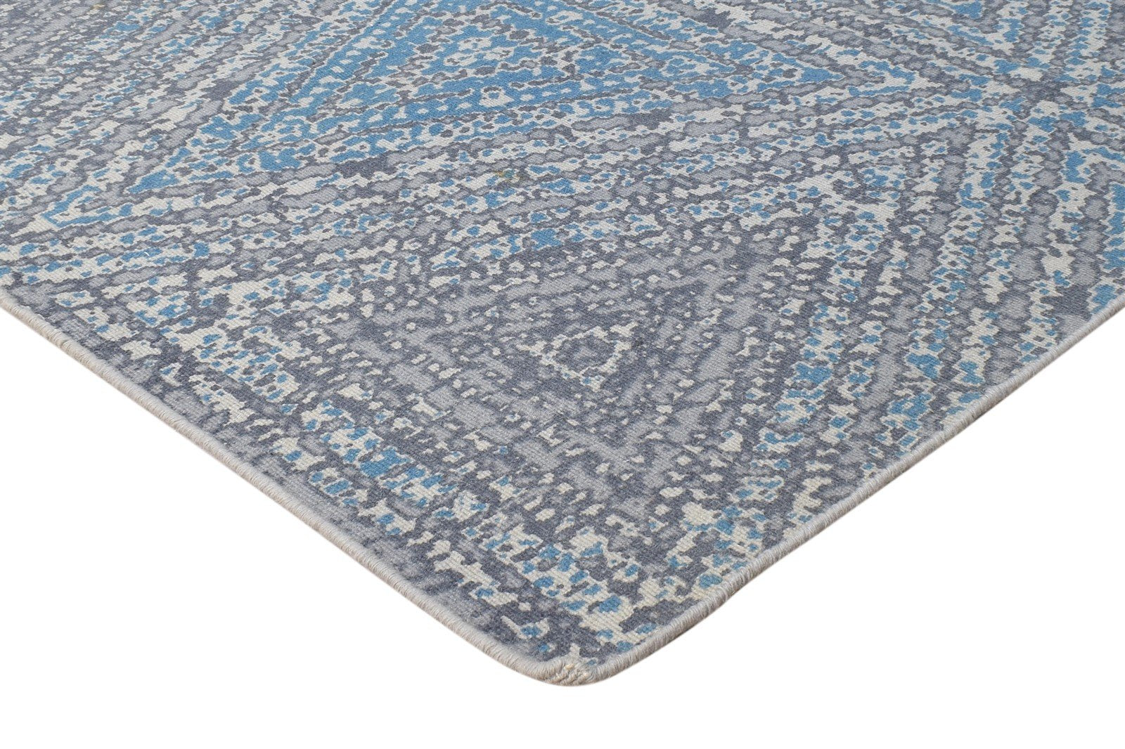 Dhurrie Grey Wool Rug 5' X 8' Modern American Geometric Room Size Carpet 