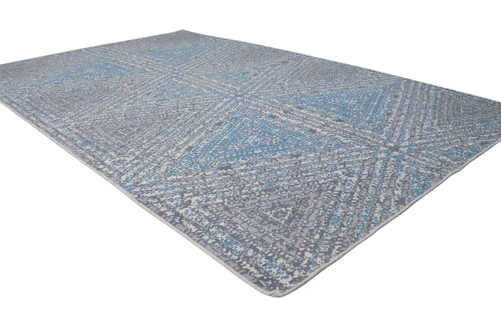 Dhurrie Grey Wool Rug 5' X 8' Modern American Geometric Room Size Carpet 