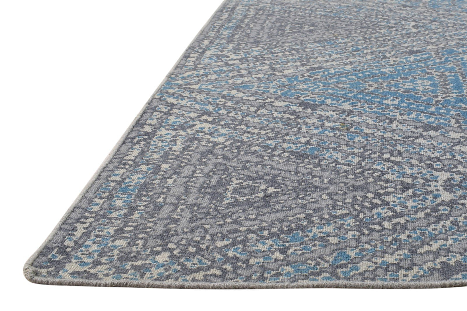 Dhurrie Grey Wool Rug 5' X 8' Modern American Geometric Room Size Carpet 