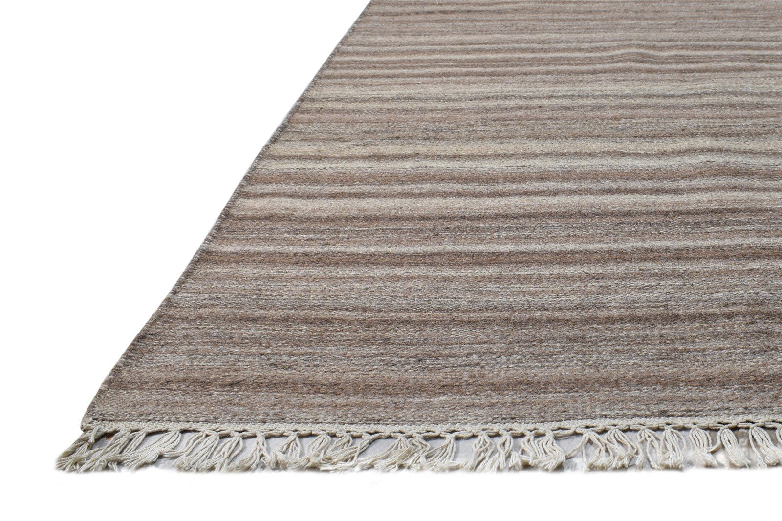 Brown Wool Rug 5' X 8' Modern Dhurrie Scandinavian Striped Room Size Carpet 