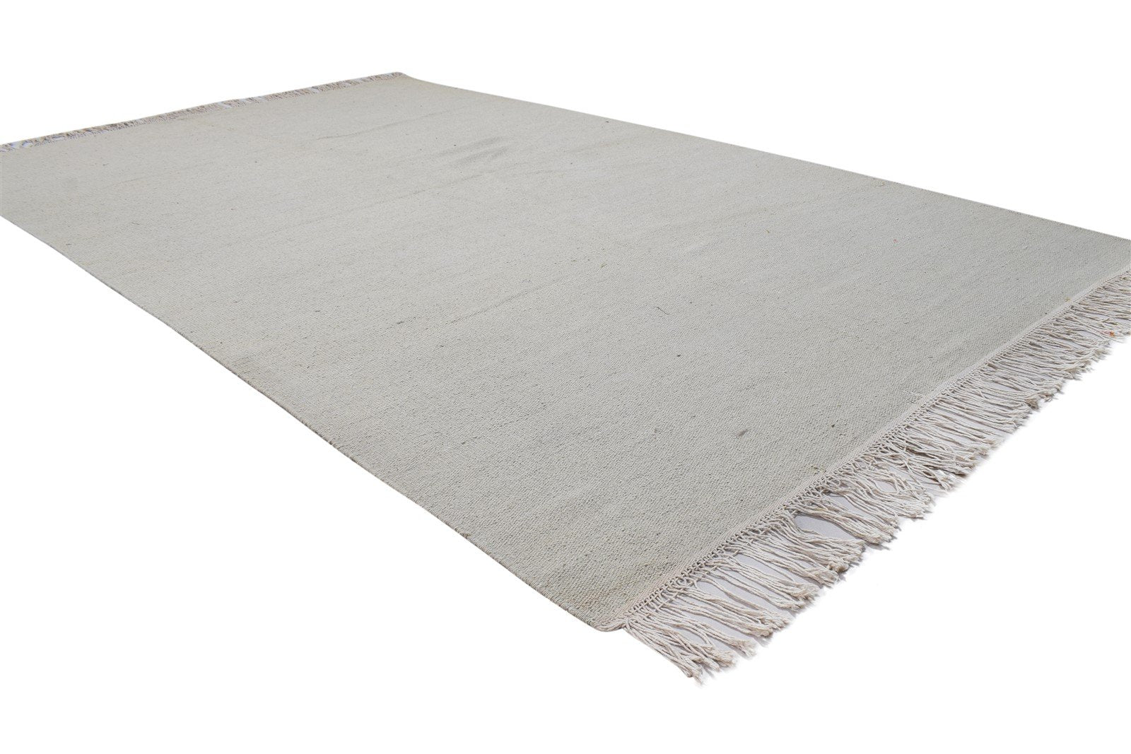 Wool Ivory Rug 5' X 8' Modern Dhurrie Scandinavian Solid Room Size Carpet 