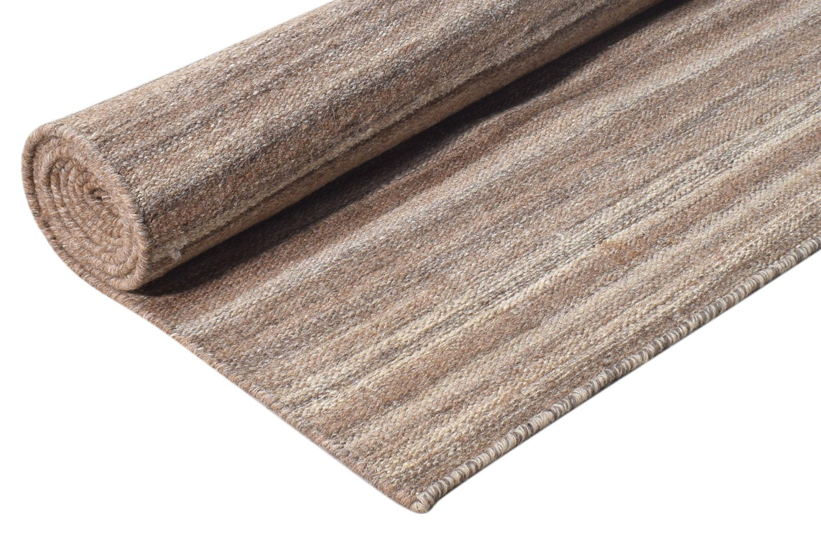 5' X 8' Rug Wool Brown Modern Dhurrie Scandinavian Striped Room Size Carpet 