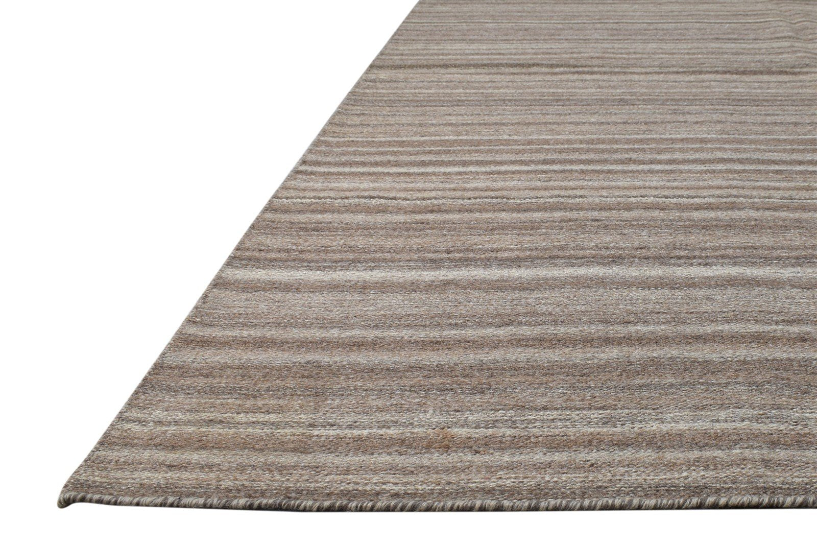 5' X 8' Rug Wool Brown Modern Dhurrie Scandinavian Striped Room Size Carpet 