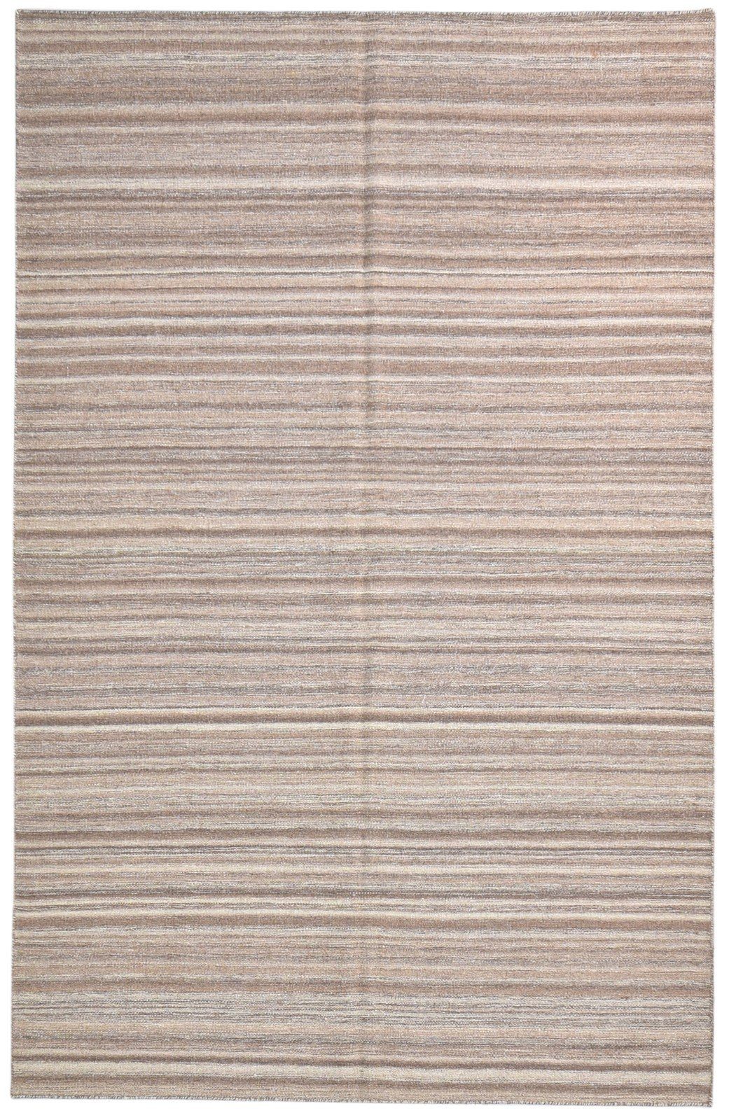 5' X 8' Rug Wool Brown Modern Dhurrie Scandinavian Striped Room Size Carpet 