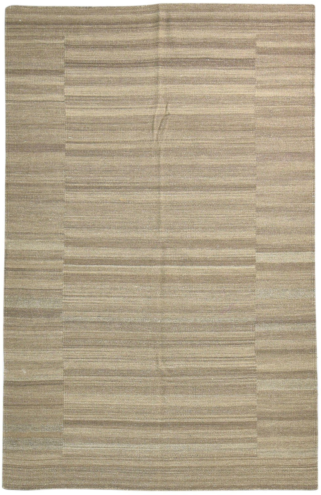 Brown Wool Rug 5' X 8' Modern Dhurrie Scandinavian Striped Room Size Carpet 