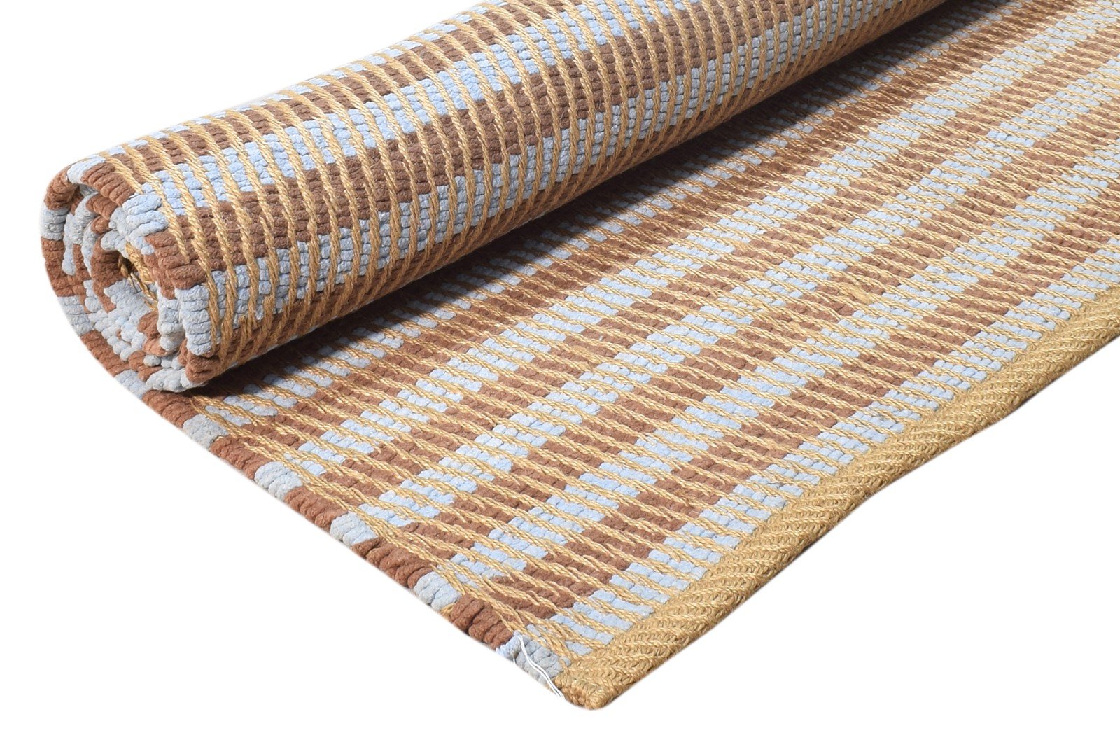 Dhurrie Rust Wool Rug 3' X 5' Modern Scandinavian Striped Small Carpet 