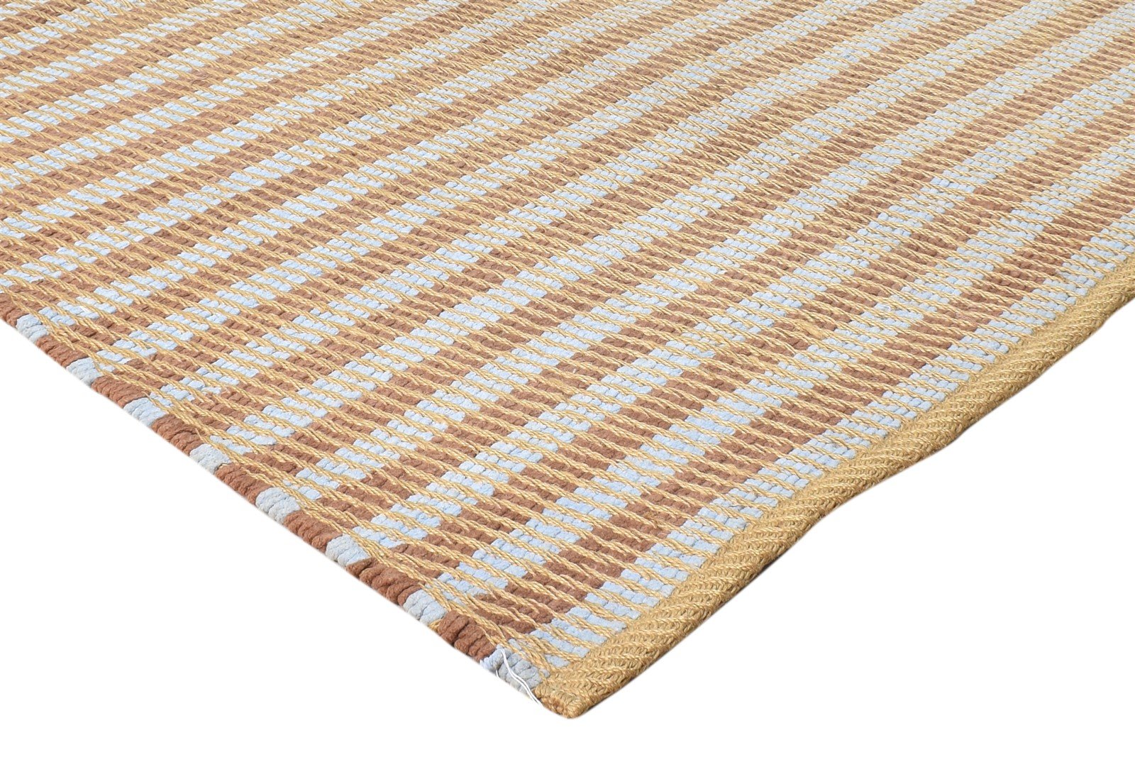 Dhurrie Rust Wool Rug 3' X 5' Modern Scandinavian Striped Small Carpet 