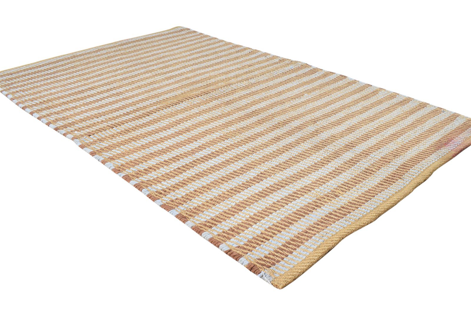 Dhurrie Rust Wool Rug 3' X 5' Modern Scandinavian Striped Small Carpet 