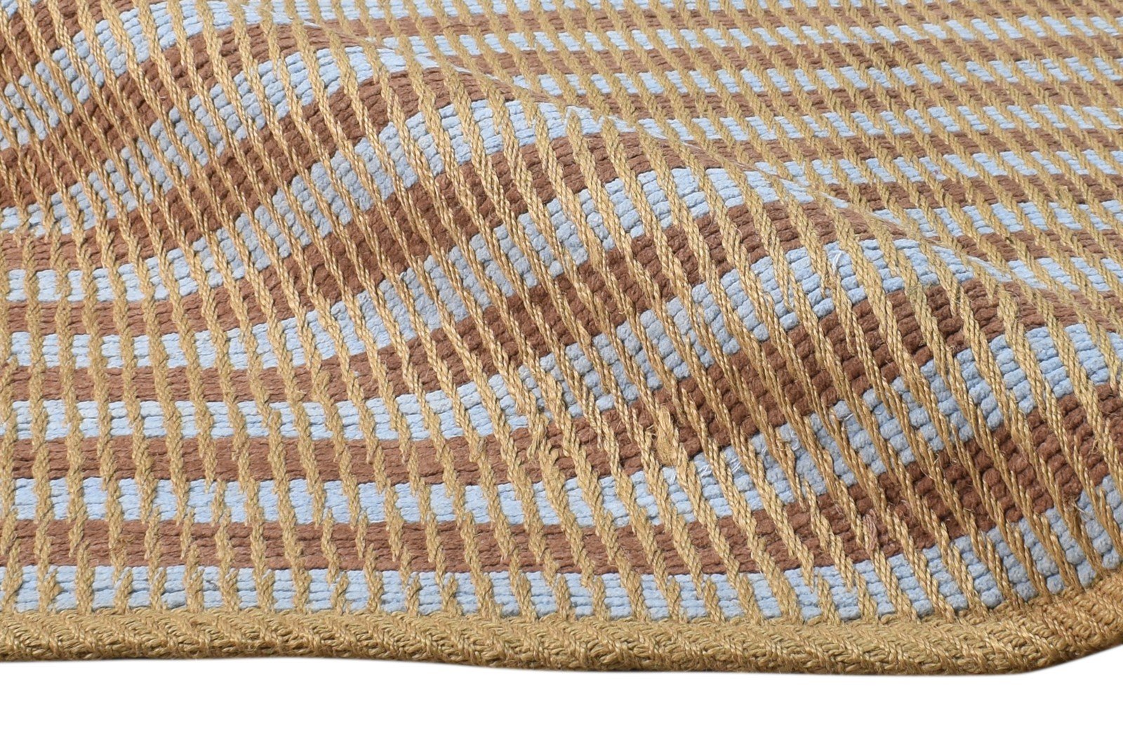 Dhurrie Rust Wool Rug 3' X 5' Modern Scandinavian Striped Small Carpet 