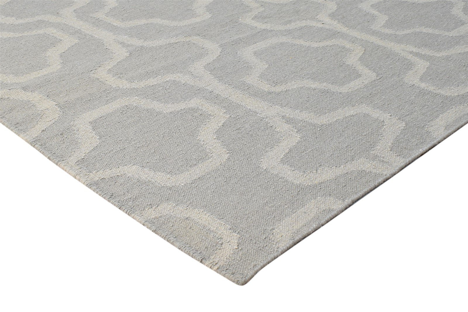 Grey Wool Rug 5' X 8' Modern Dhurrie Moroccan Trellis Room Size Carpet 