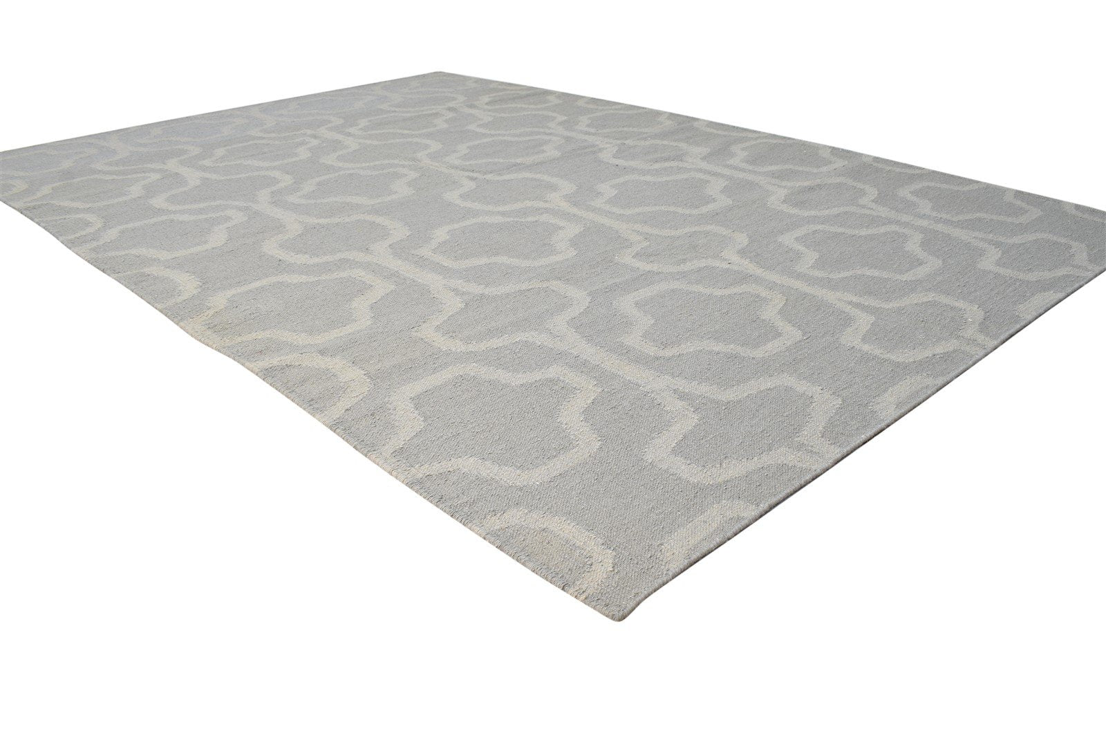 Grey Wool Rug 5' X 8' Modern Dhurrie Moroccan Trellis Room Size Carpet 