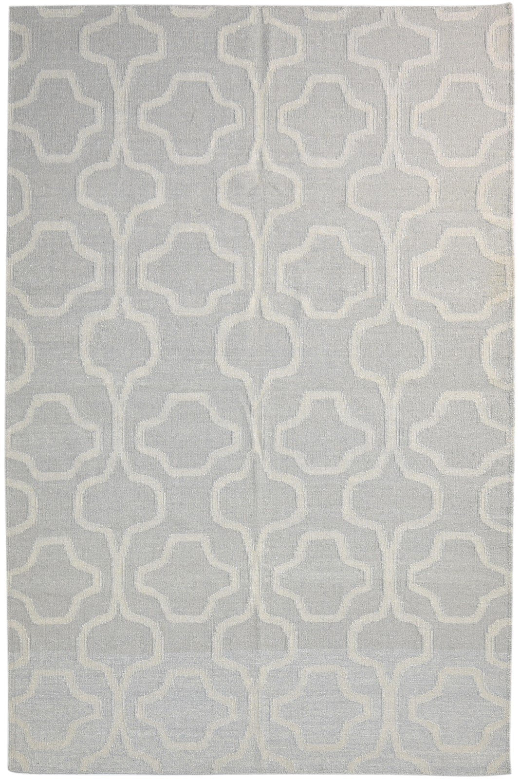 Grey Wool Rug 5' X 8' Modern Dhurrie Moroccan Trellis Room Size Carpet 