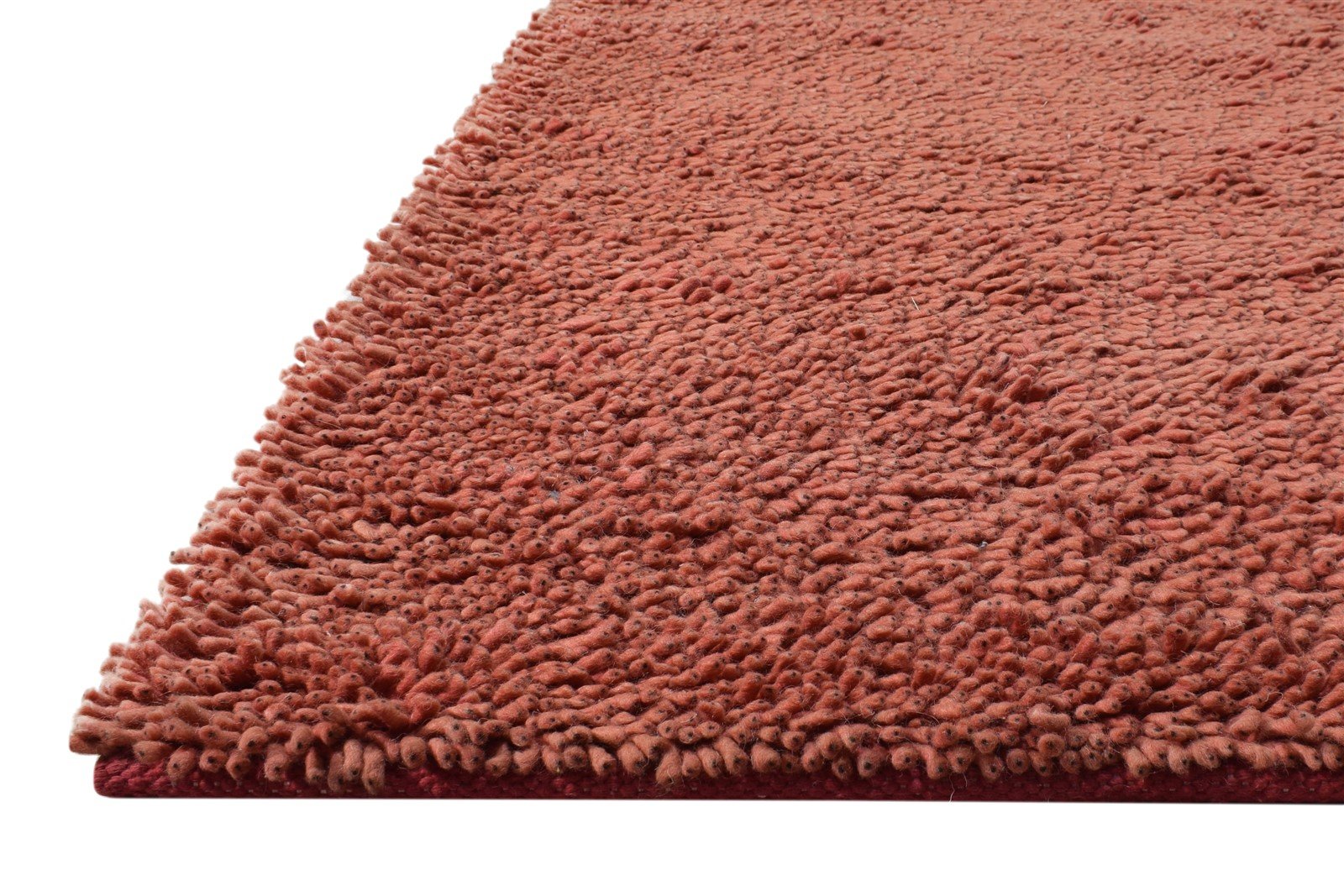 Wool Red Rug 5' X 8' Shag Hand Knotted Scandinavian Solid Room Size Carpet 