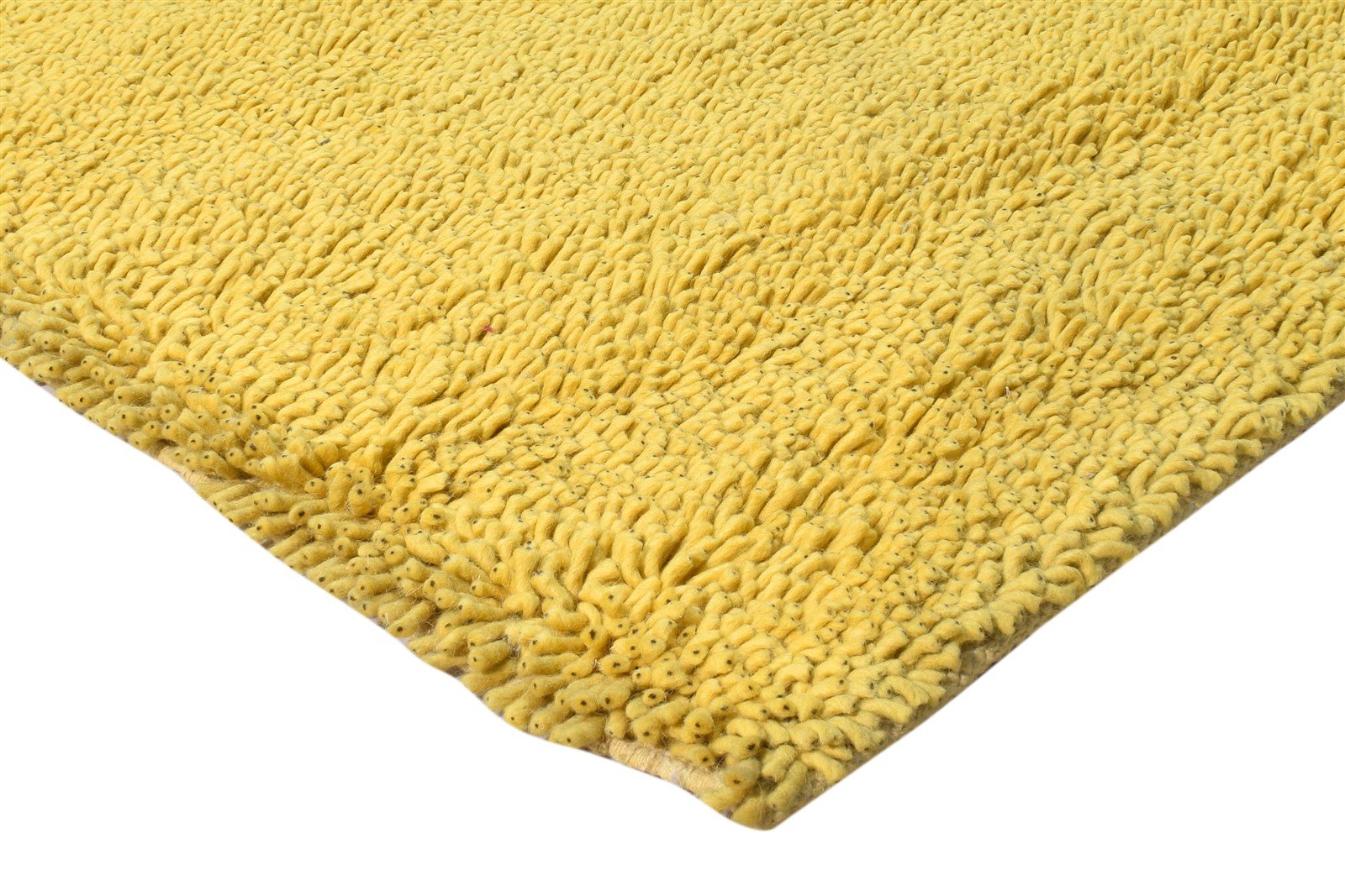 4' X 6' Rug Wool Gold Shag Hand Knotted Scandinavian Solid Room Size Carpet 