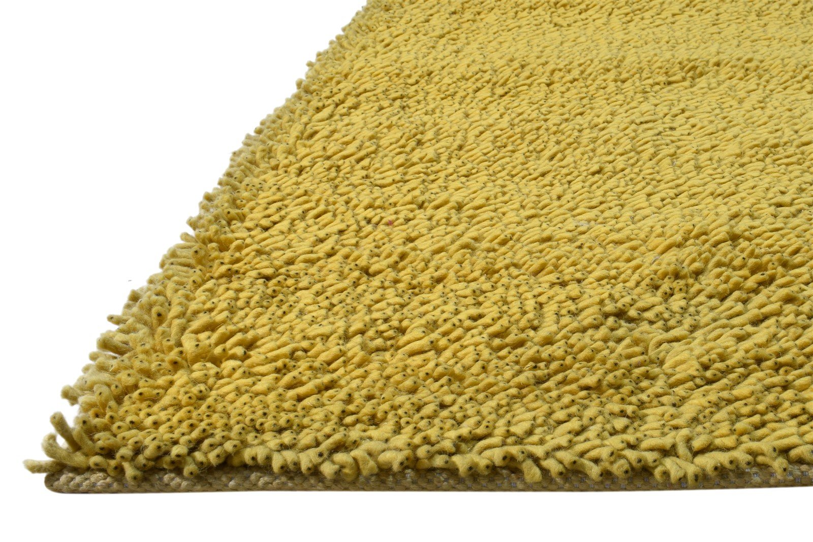 4' X 6' Rug Wool Gold Shag Hand Knotted Scandinavian Solid Room Size Carpet 