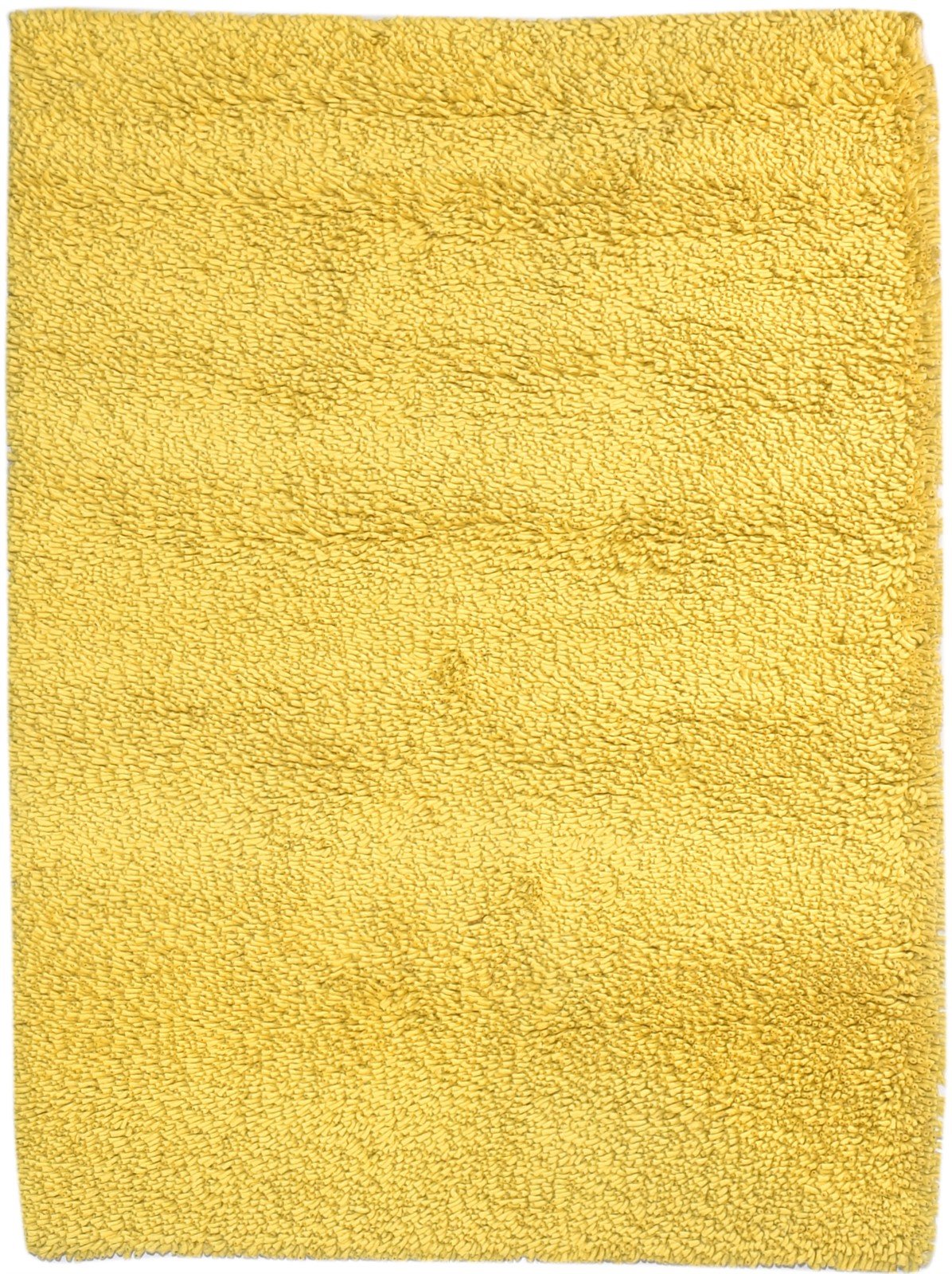 4' X 6' Rug Wool Gold Shag Hand Knotted Scandinavian Solid Room Size Carpet 