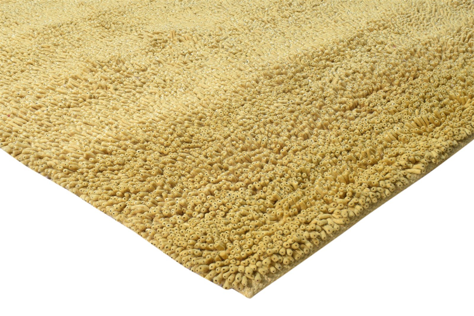 Wool Gold Rug 5' X 8' Shag Hand Knotted Scandinavian Solid Room Size Carpet 