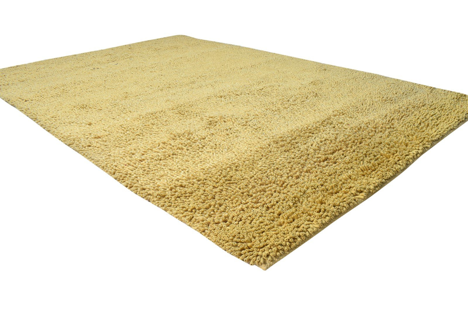 Wool Gold Rug 5' X 8' Shag Hand Knotted Scandinavian Solid Room Size Carpet  Area Rug 