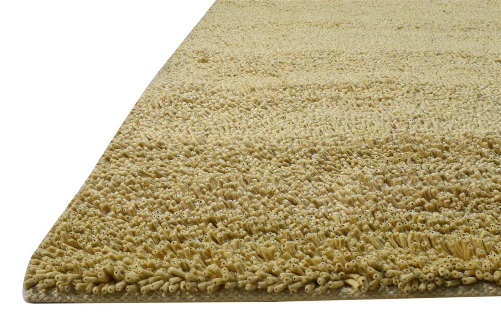 Wool Gold Rug 5' X 8' Shag Hand Knotted Scandinavian Solid Room Size Carpet 