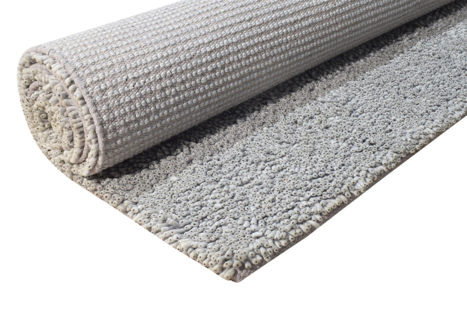 5' X 8' Rug Wool Grey Shag Hand Knotted Scandinavian Solid Room Size Carpet  Area Rug 