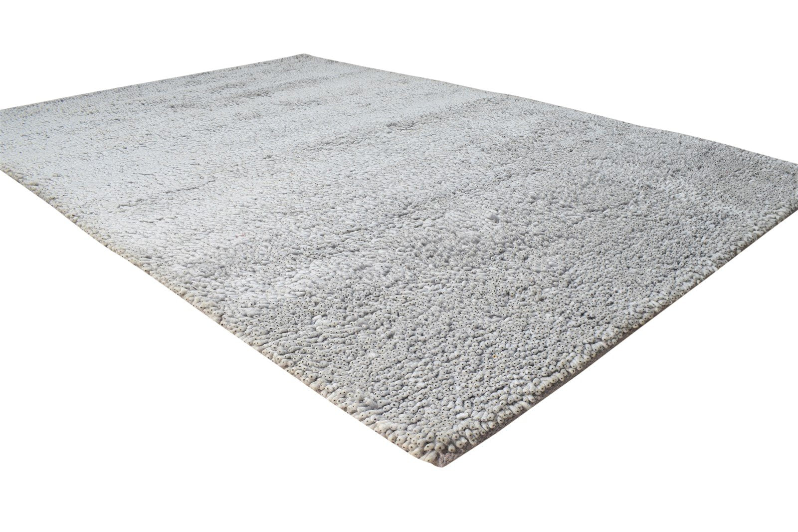 5' X 8' Rug Wool Grey Shag Hand Knotted Scandinavian Solid Room Size Carpet  Area Rug 