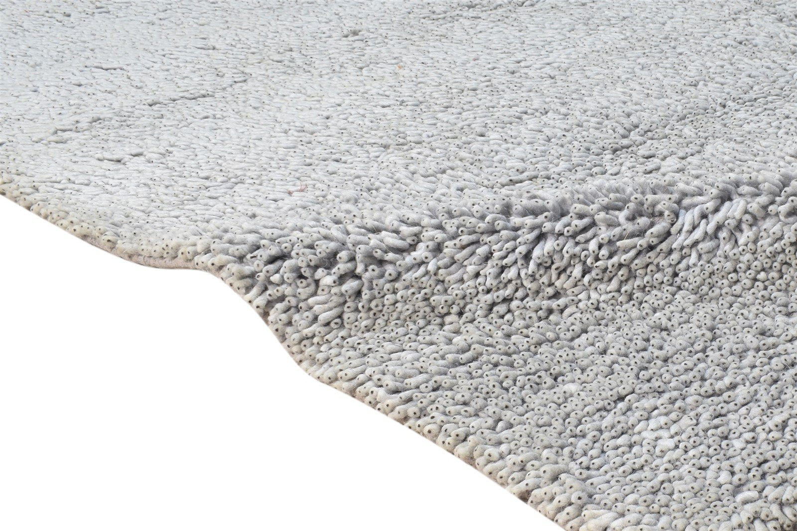 5' X 8' Rug Wool Grey Shag Hand Knotted Scandinavian Solid Room Size Carpet  Area Rug 