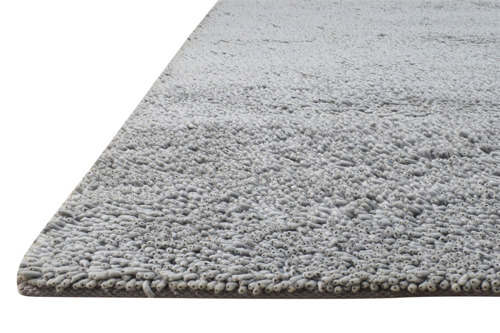 5' X 8' Rug Wool Grey Shag Hand Knotted Scandinavian Solid Room Size Carpet 