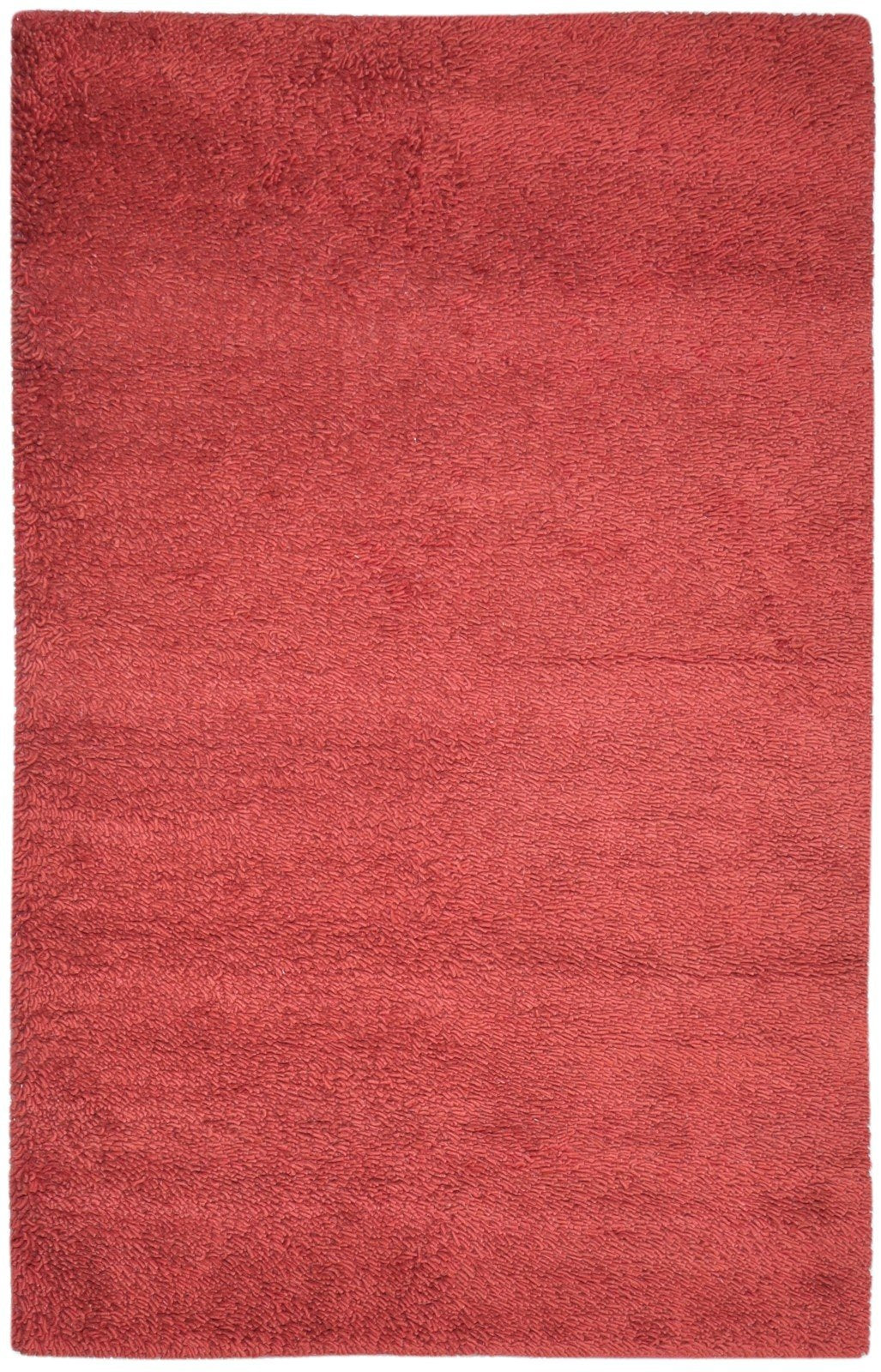 Hand Knotted Wine Wool Rug 5' X 8' Shag Scandinavian Solid Room Size Carpet 