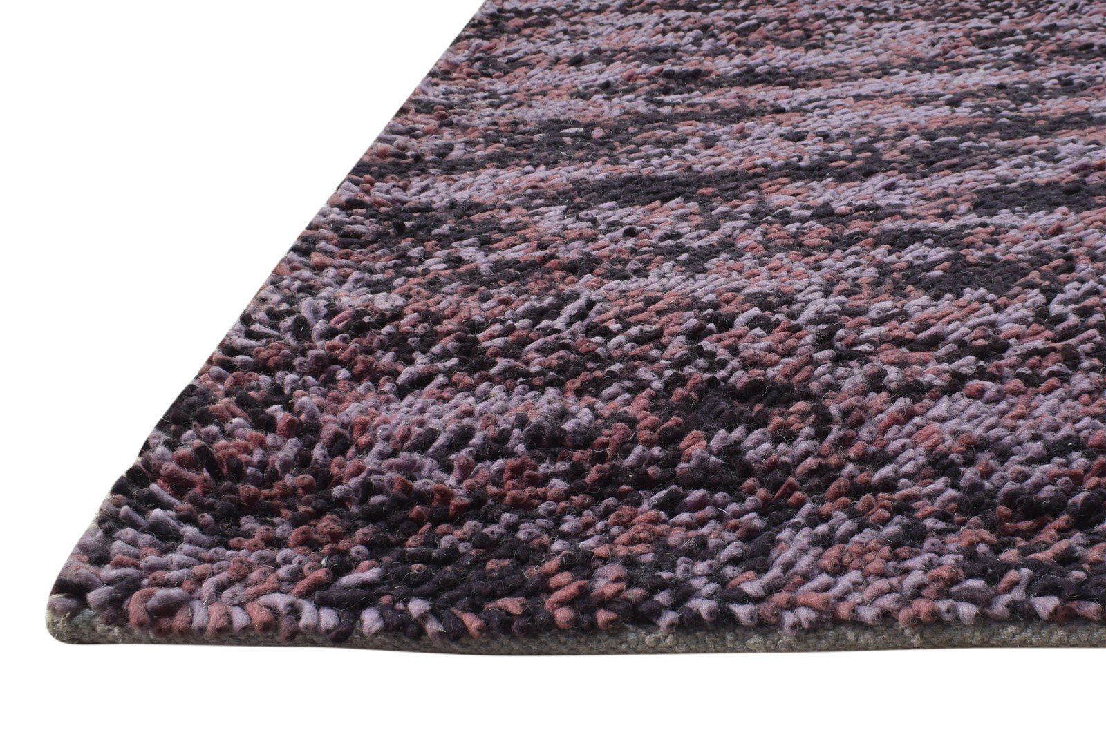 4' X 6' Rug Wool Purple Shag Hand Knotted Scandinavian Abstract Room Size Carpet 