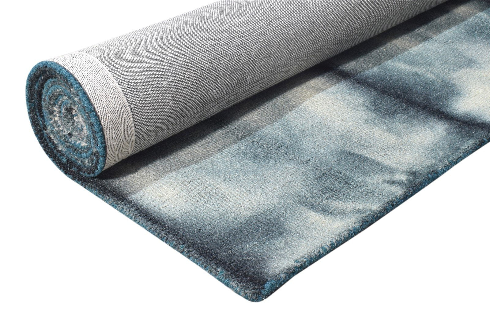 Charcoal Wool Rug 5' X 8' Modern Hand Tufted Shibori Tie Dye Room Size Carpet 