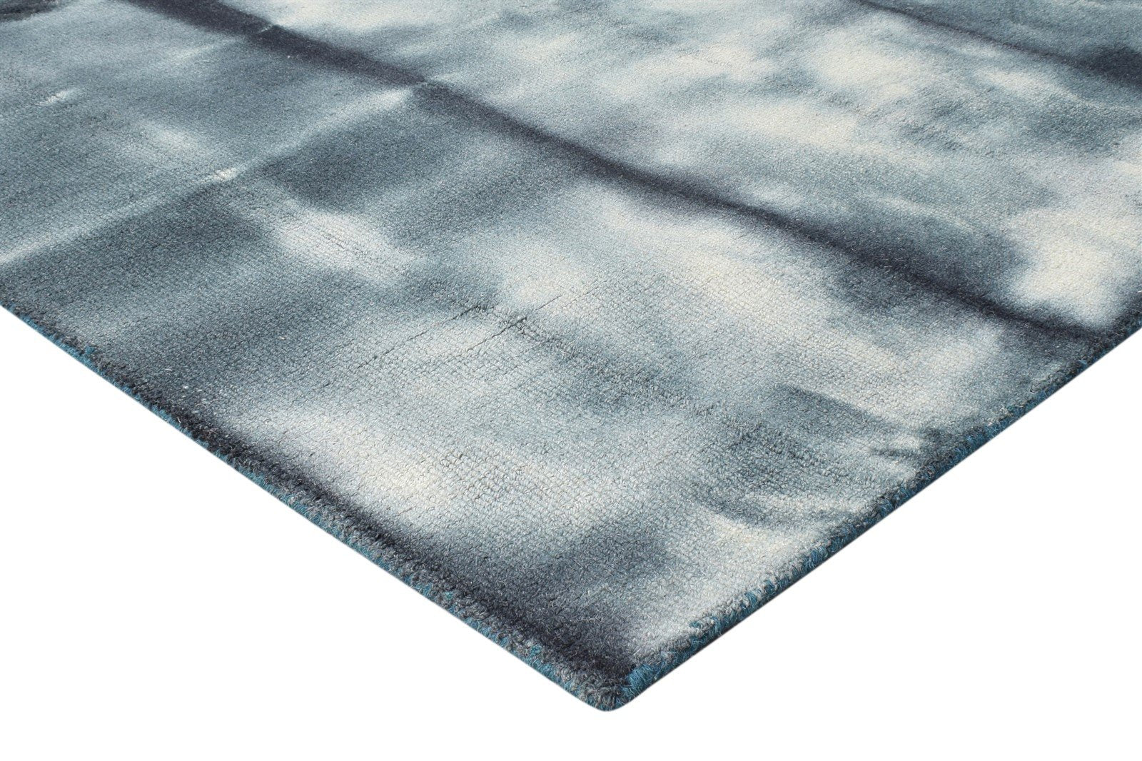 Charcoal Wool Rug 5' X 8' Modern Hand Tufted Shibori Tie Dye Room Size Carpet 