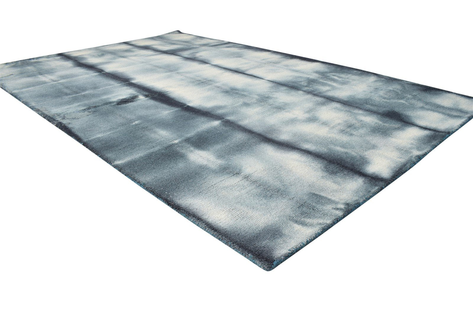 Charcoal Wool Rug 5' X 8' Modern Hand Tufted Shibori Tie Dye Room Size Carpet 