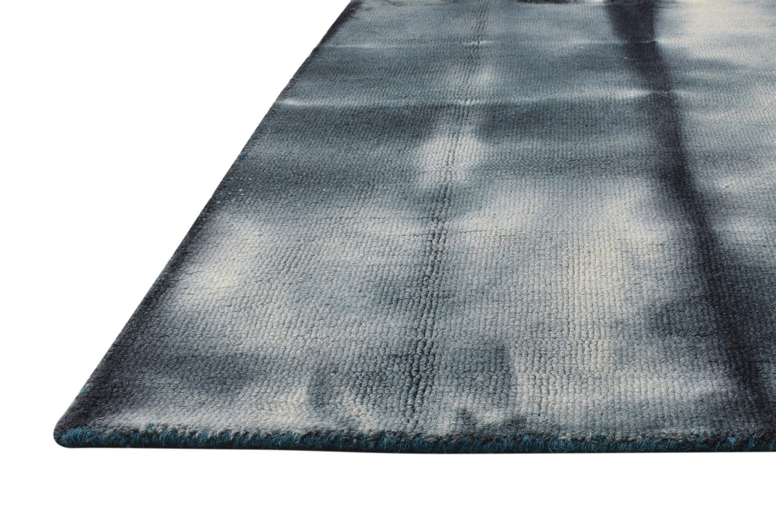 Charcoal Wool Rug 5' X 8' Modern Hand Tufted Shibori Tie Dye Room Size Carpet 