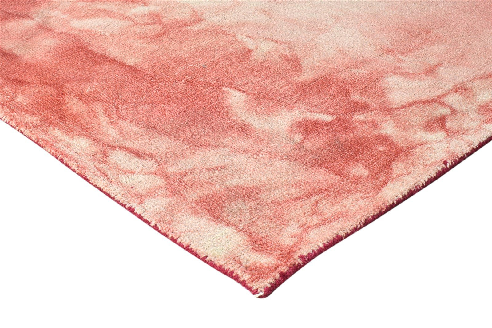 Hand Tufted Red Wool Rug 5' X 8' Modern Shibori Tie Dye Room Size Carpet 