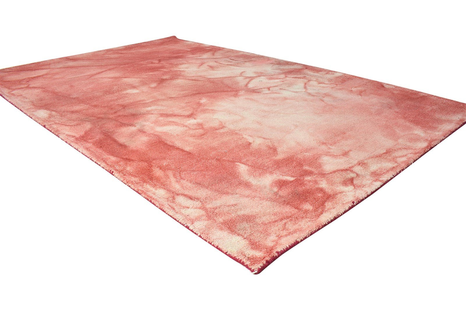 Hand Tufted Red Wool Rug 5' X 8' Modern Shibori Tie Dye Room Size Carpet 