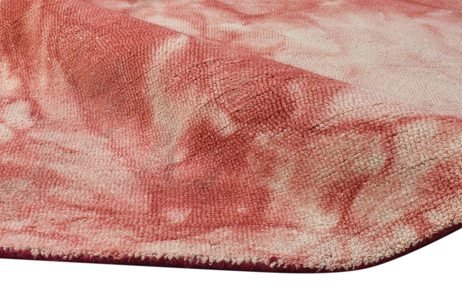 Hand Tufted Red Wool Rug 5' X 8' Modern Shibori Tie Dye Room Size Carpet 