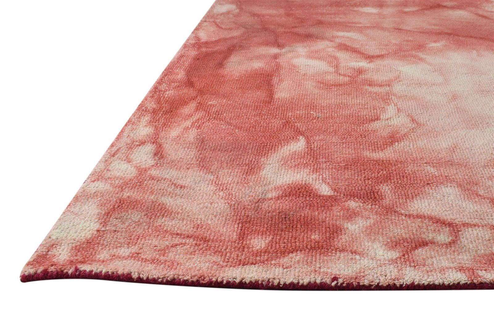 Hand Tufted Red Wool Rug 5' X 8' Modern Shibori Tie Dye Room Size Carpet 