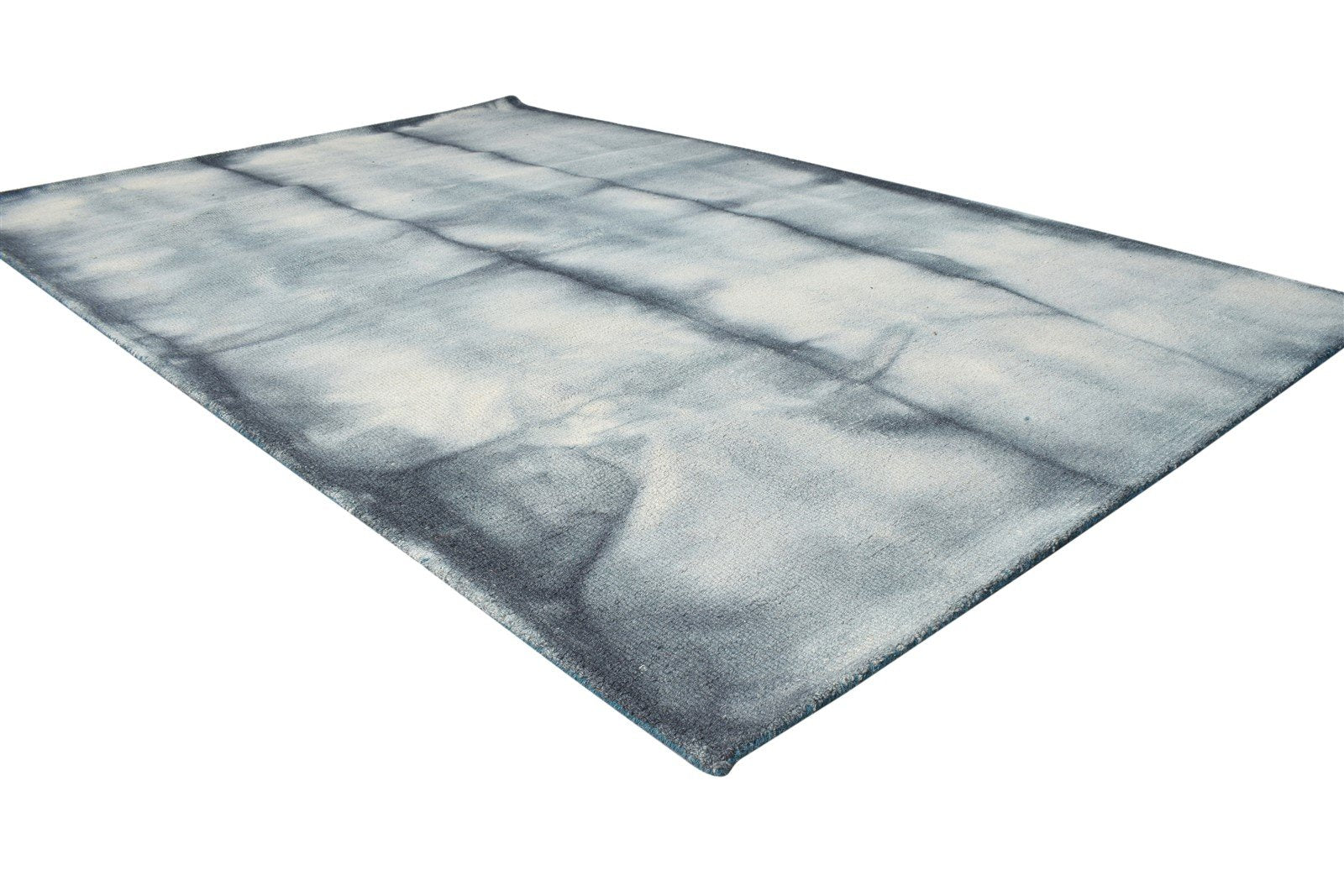 Wool Charcoal Rug 5' X 8' Modern Hand Tufted Shibori Tie Dye Room Size Carpet 