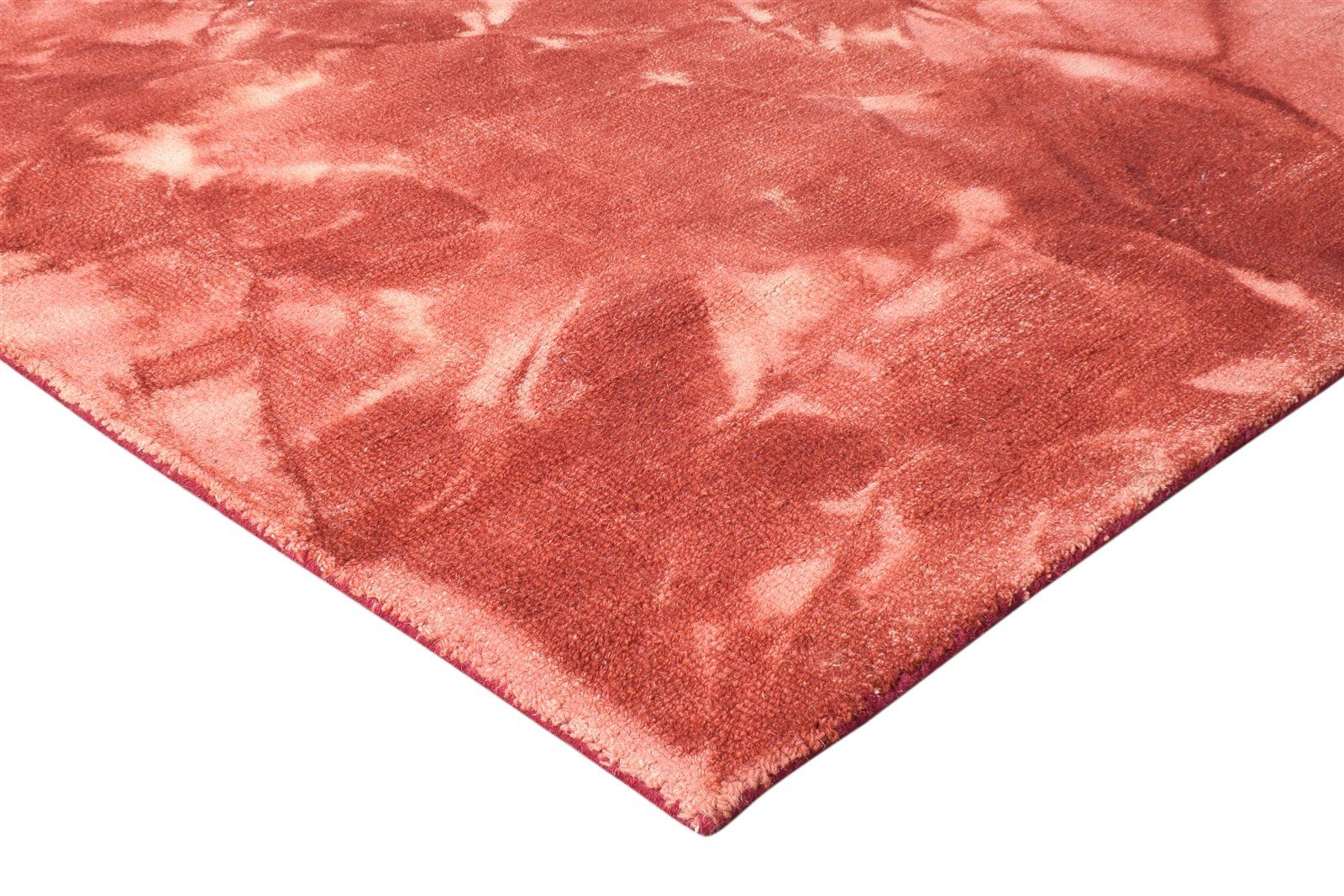 Hand Tufted Red Wool Rug 5' X 8' Modern Shibori Tie Dye Room Size Carpet 