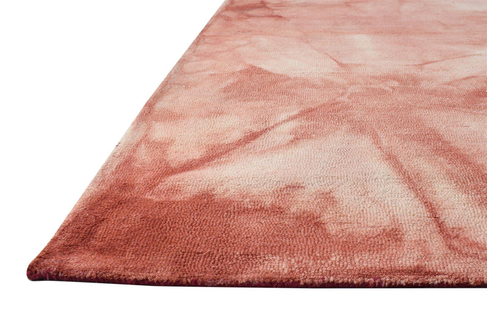 Rust Wool Rug 5' X 8' Modern Hand Tufted Shibori Tie Dye Room Size Carpet 